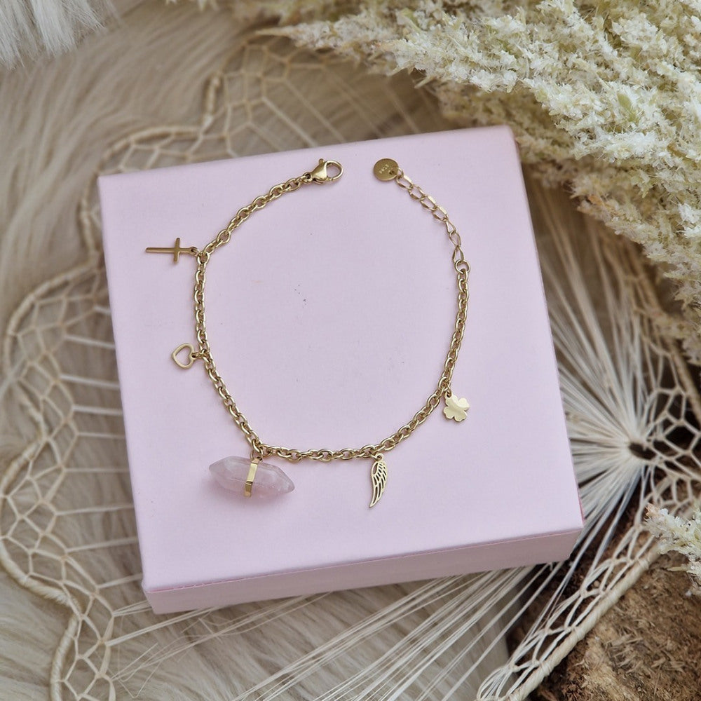 BRACCIALE CON QUARZO ROSA
