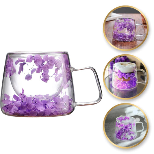 Bicchiere termico con ortensia all'interno