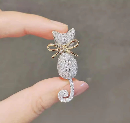 Spilla decorativa in cristallo GATTINO