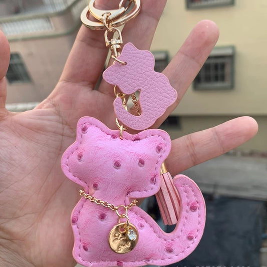 Portachiavi in pelle CAT rosa