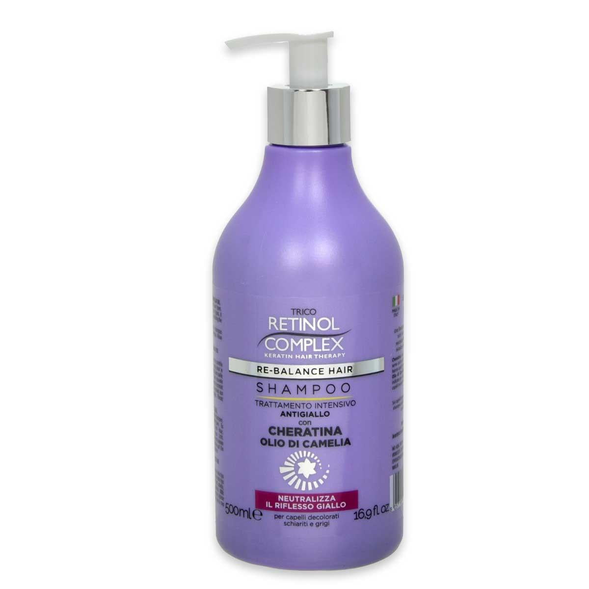 Keratin complex shampoo , intensivo antigiallo cheratina & olio di camelia