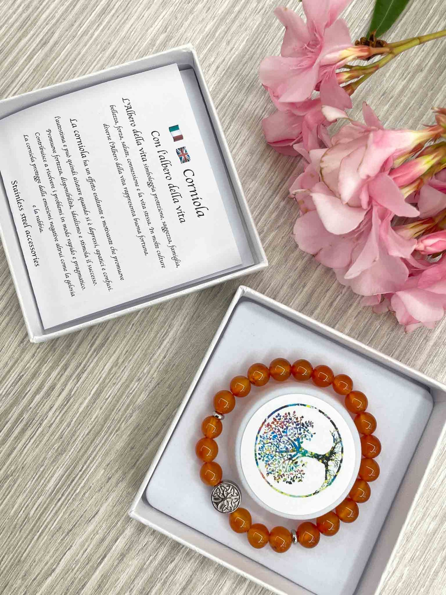 BRACCIALE MIRO' PORTAFORTUNA : CORNIOLA