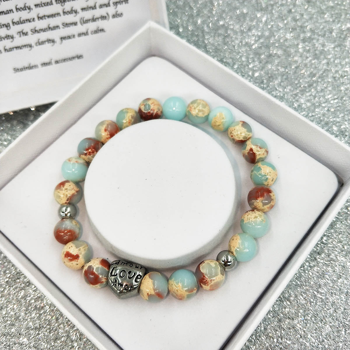 BRACCIALE PORTA FORTUNA : PIETRE DI SHOUSHAN