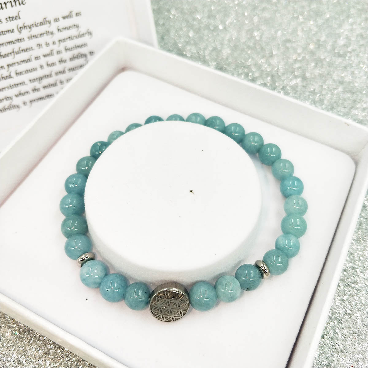 BRACCIALE PORTAFORTUNA : ACQUAMARINA