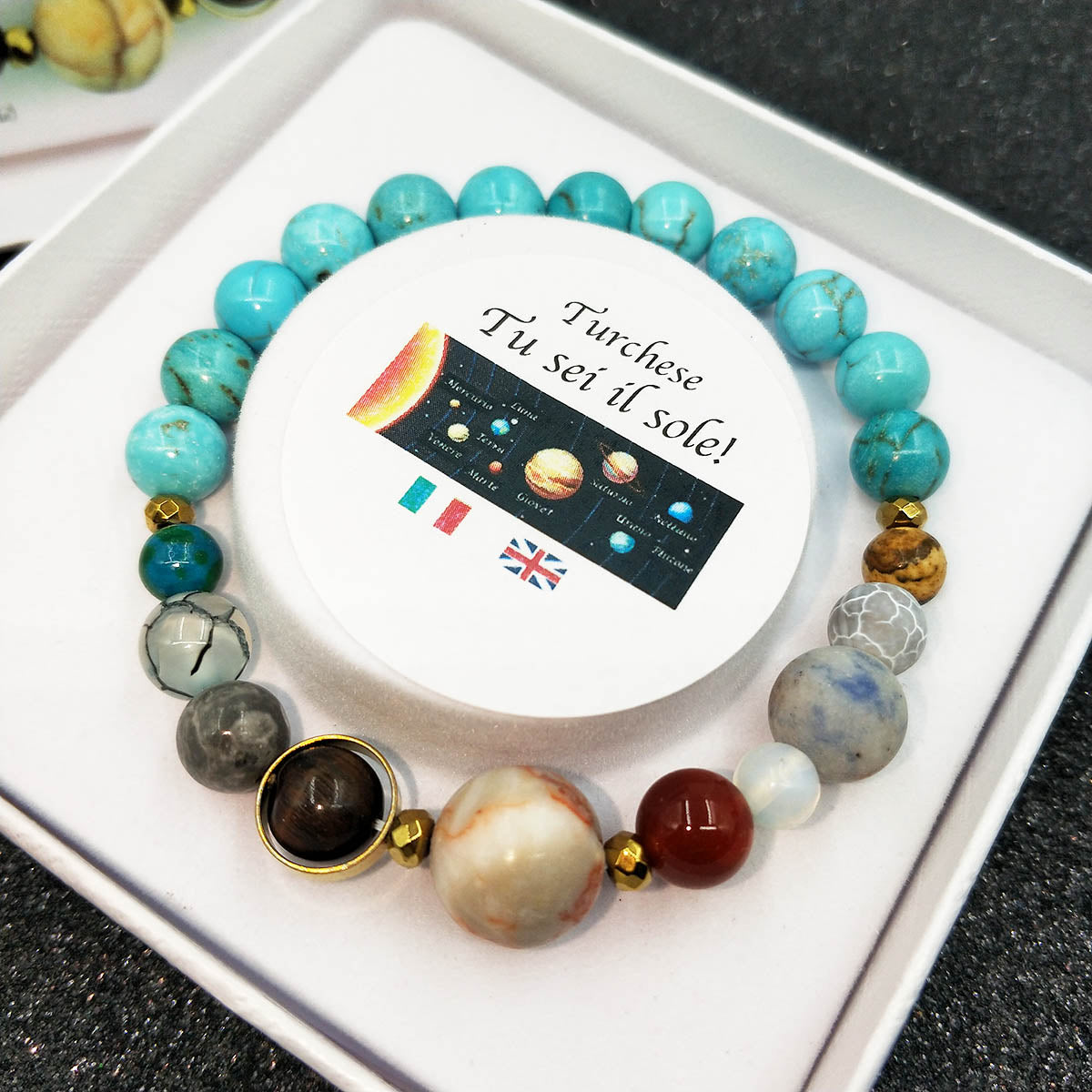 Bracciale Miro Porta Fortuna : SISTEMA SOLARE , TURCHESE