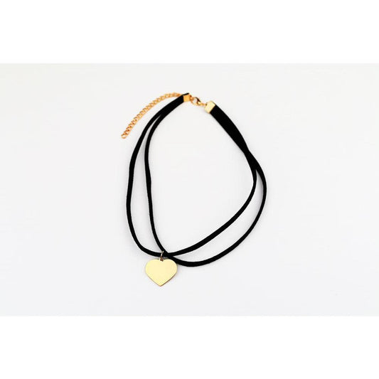 COLLANA NERA CUORE DORATO