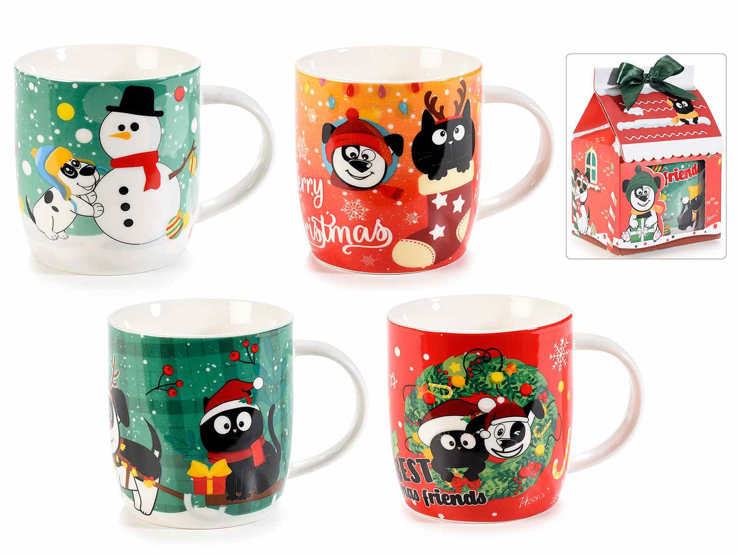 Tazza in porcellana "Xmas Best Friends" in scatola regalo