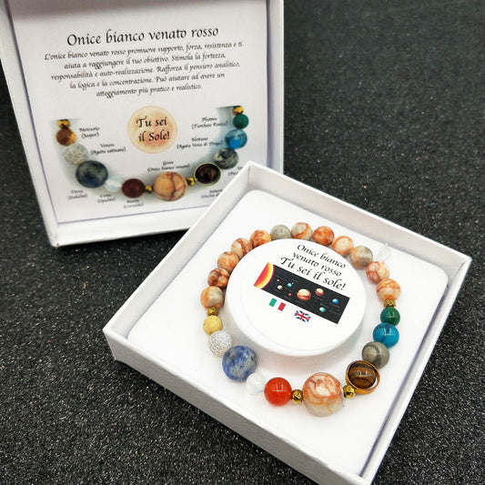 BRACCIALE ONICE BIANCO VENATO ROSSO