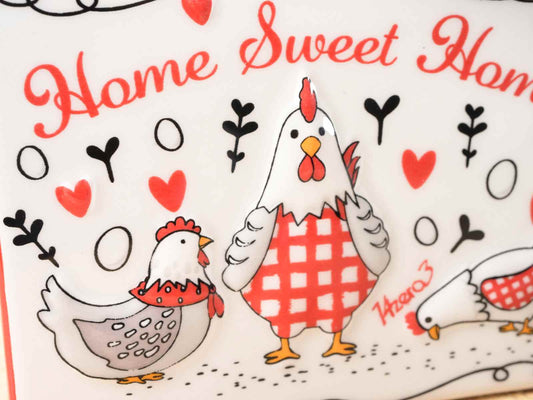 Portatovaglioli in ceramica decoro in rilievo gallinella